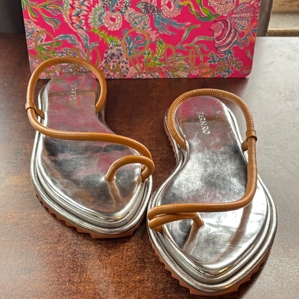 Farm Rio Silver Toe Strap Sandal